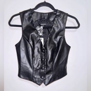 Olivaceous Black Vegan Leather Vest Size Small NWT